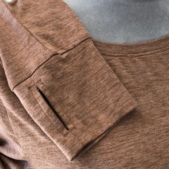 AVIA top super soft long sleeves with thumb holes brown/tan spacedye Size S(4-6) - Picture 3 of 9